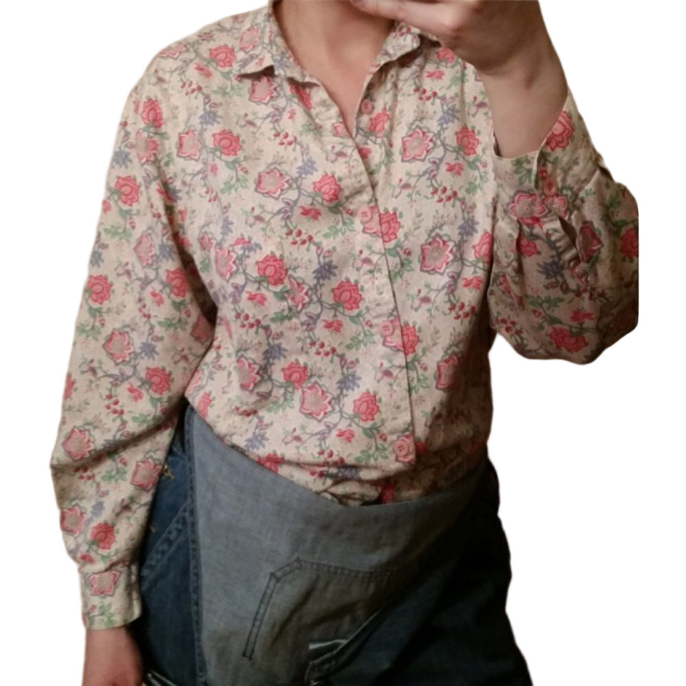 Vintage country cottage boho pastel button shirt M - Picture 2 of 6